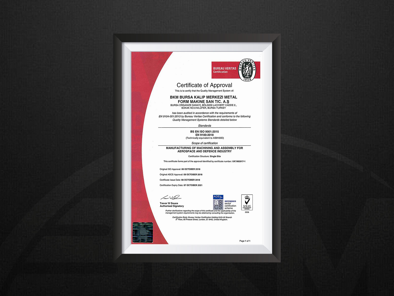 AS9100 Belgesi Aldık